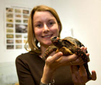 Dr. A Wilkinson and red footed tortoise